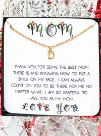 14K gold initial letter necklace for mom in gift box