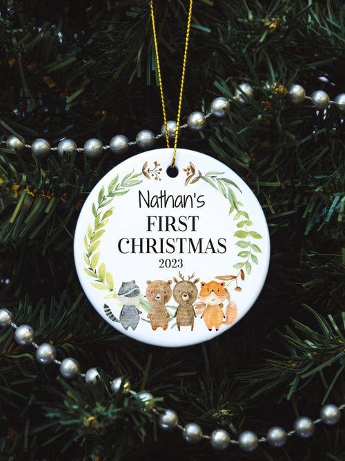 2023 babys first christmas woodland animals christmas tree ornament