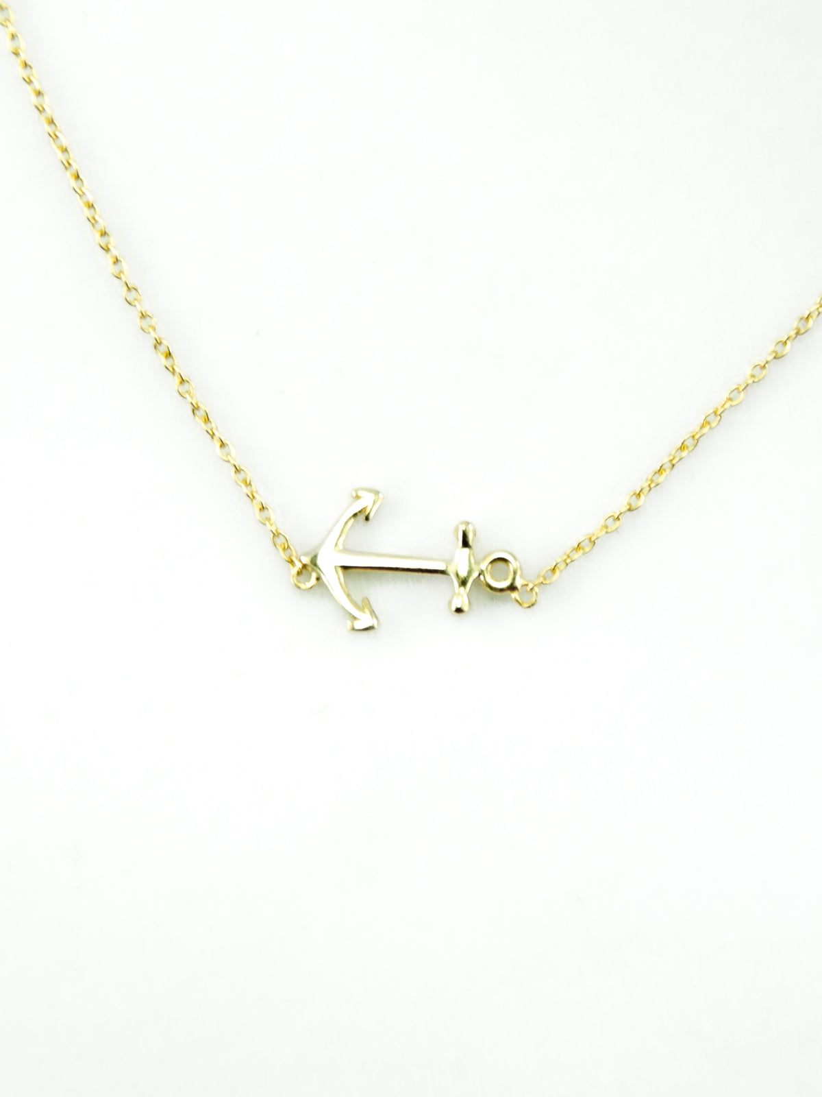 24K Gold Anchor Charm Pendant on Sterling Silver 925 Delicate Chain