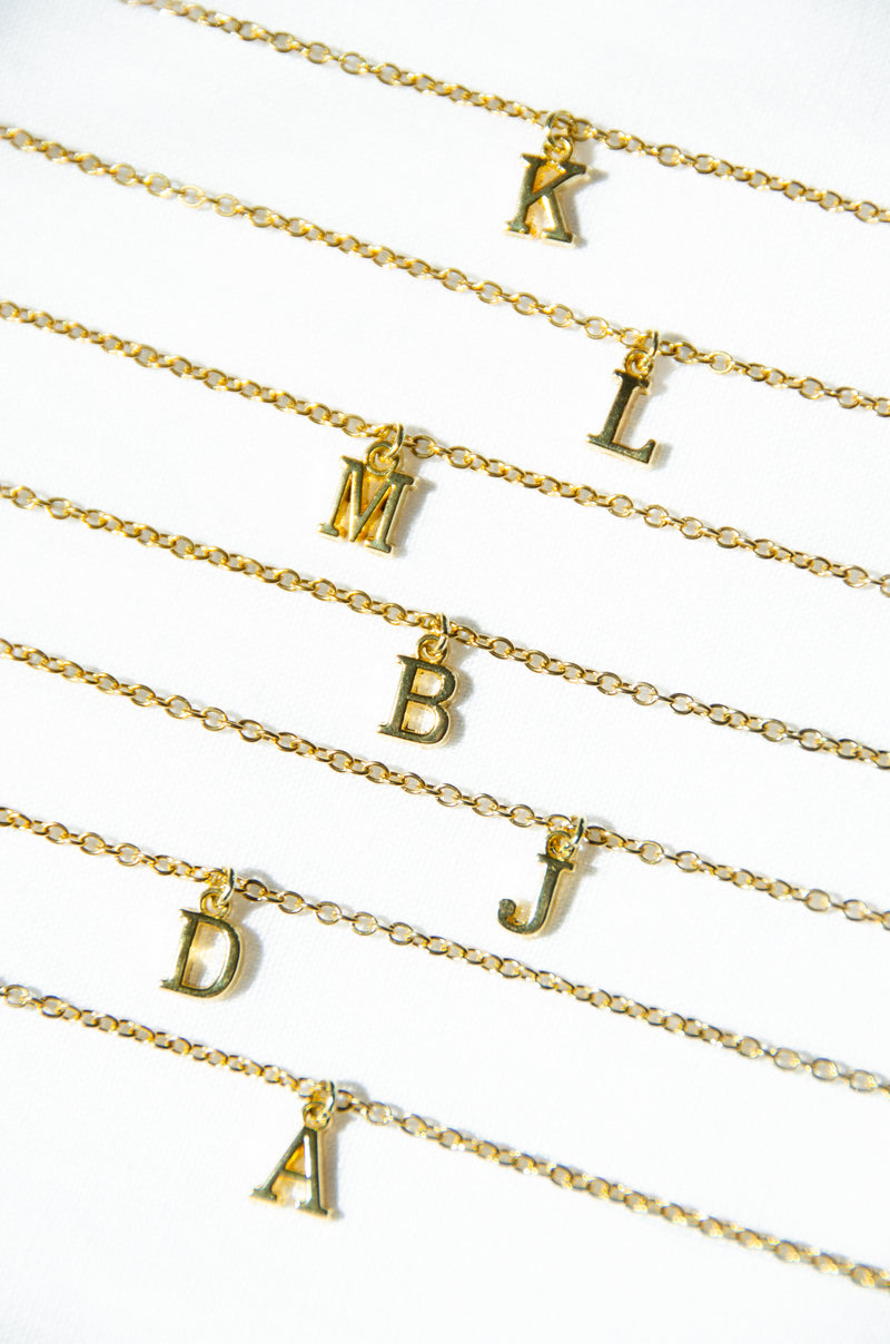 14k Gold plated initial letter necklace