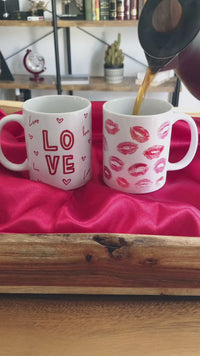 red love hearts coffee mug