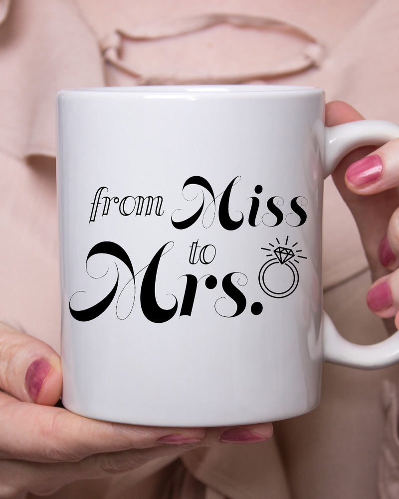 I Do from Miss to Mrs. White Ceramic Mug Wedding Gift,Bride to Be Gift,Bridal Mug,Engagement Gift for the Bride,Future Mrs. Bridal Gift idea