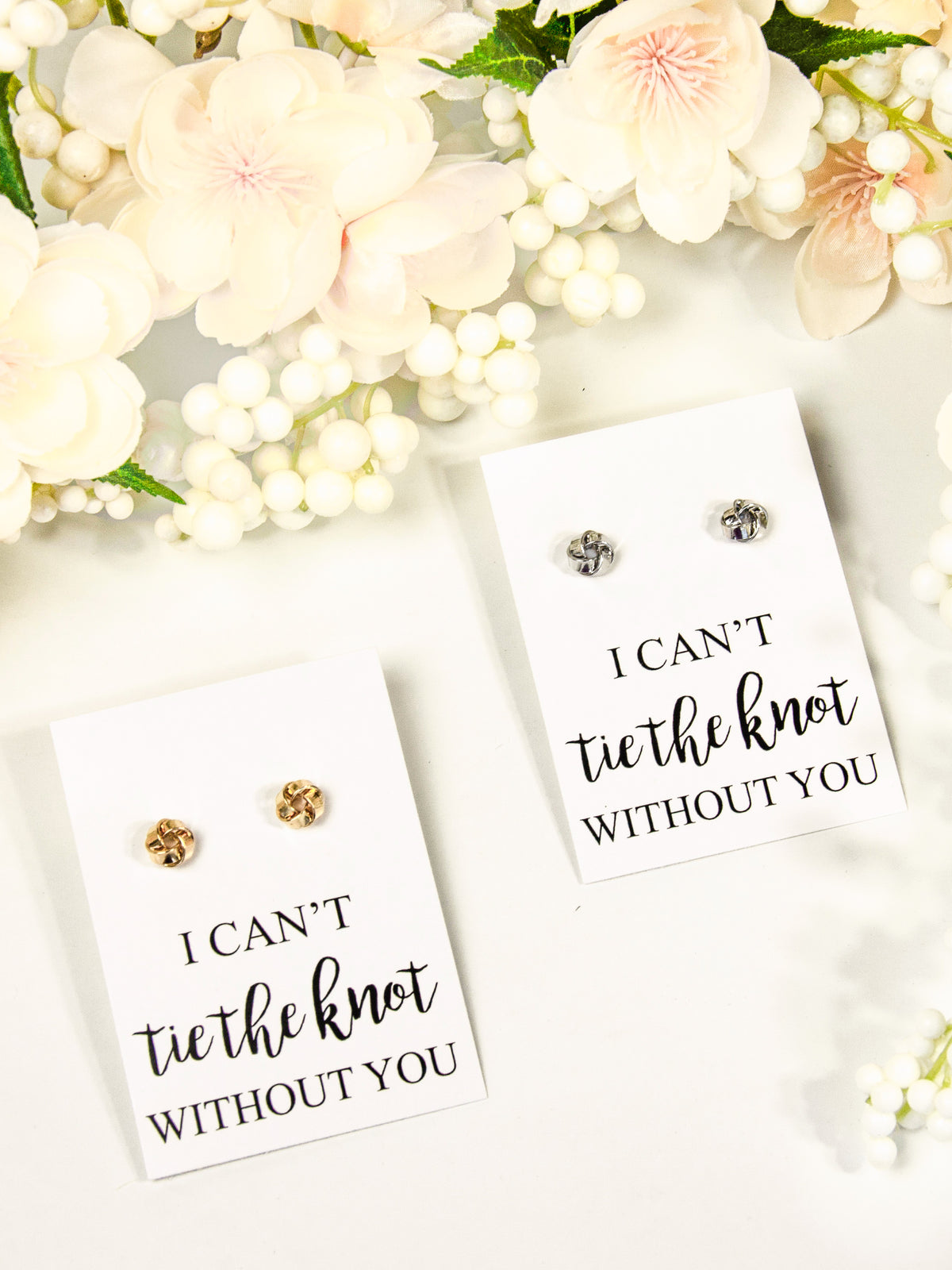 Tie the Knot Earrings Bridesmaid Proposal Gift, Personalized Bridal Party Gift Ideas, Bridesmaid Wedding Jewelry, Custom Bridal Earrings