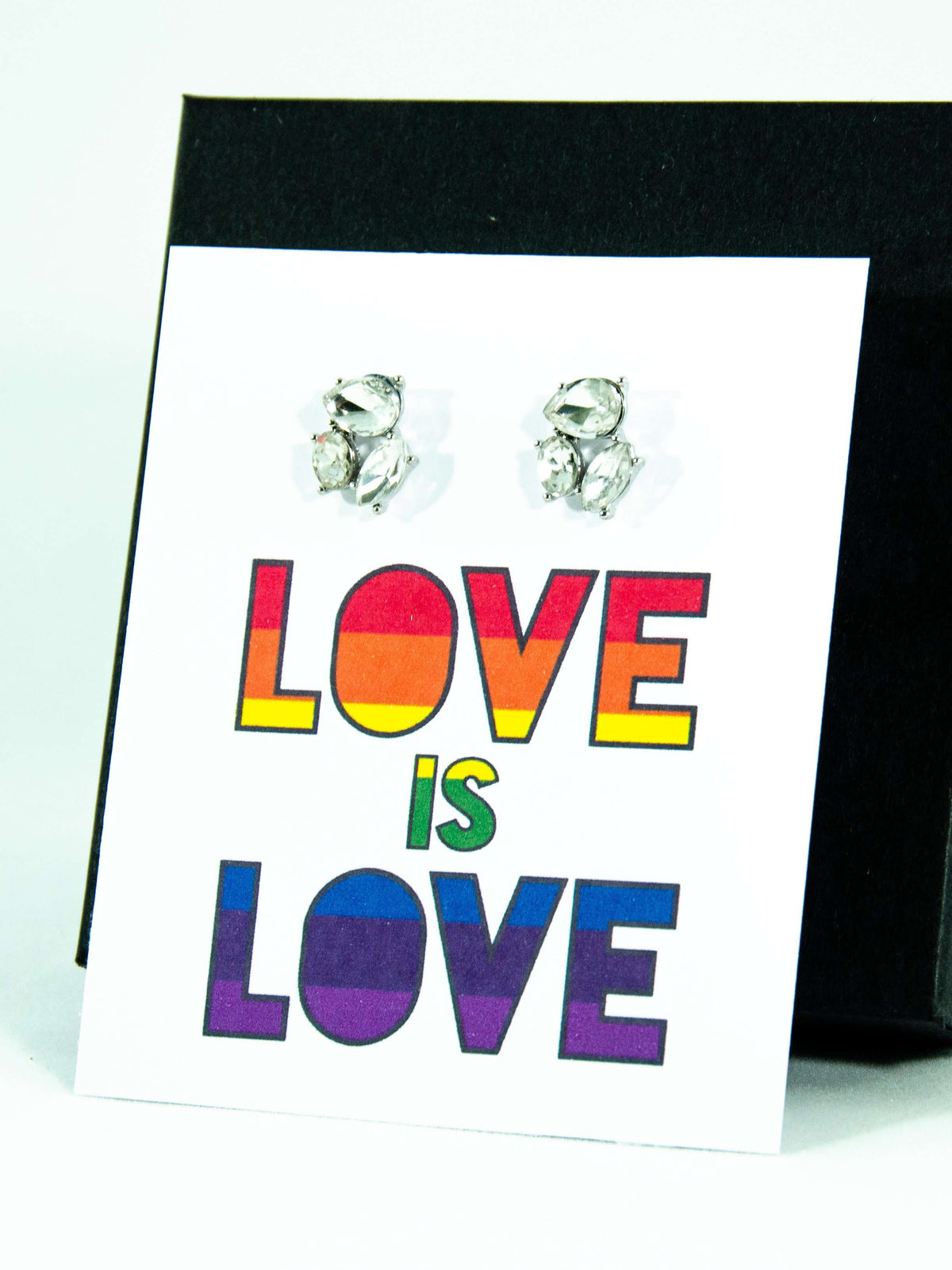 Love is Love Happy Pride Month LGBTQ Jewel Stud Earrings Gift, LGBTQ Pride Jewelry Gifts, Gay Pride Rainbow Earrings