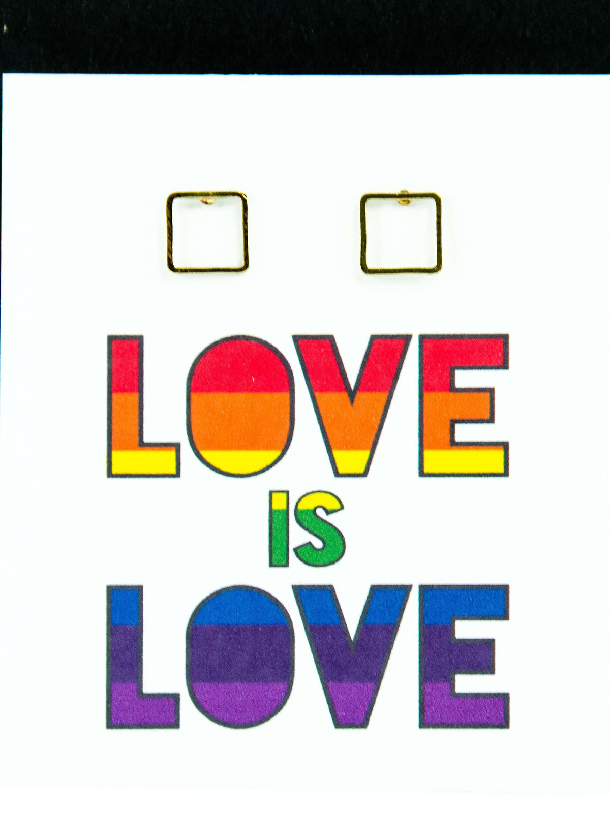 Happy Pride Month LGBTQ Square Stud Earrings Gift, LGBTQ Pride Jewelry Gifts, Love is Love, Gay Pride Rainbow Earrings