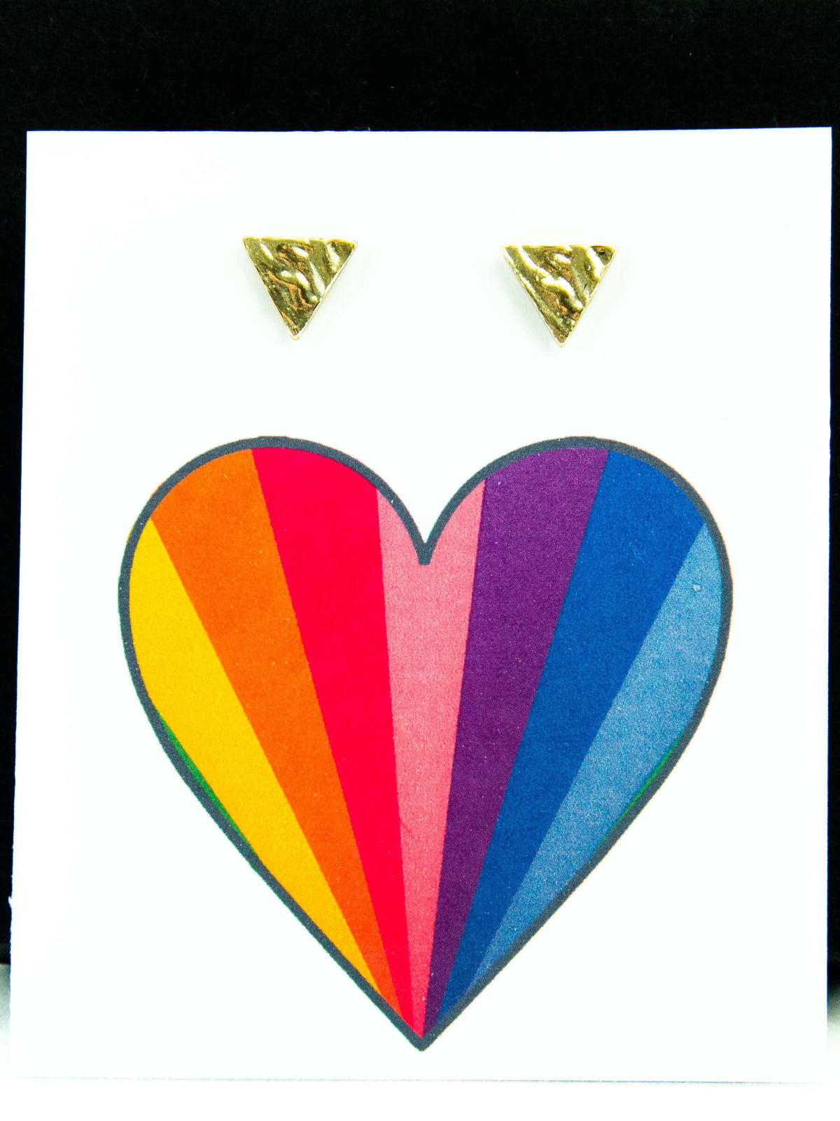 Rainbow Heart LGBTQ+ Pride Triangle Stud Earrings Gift