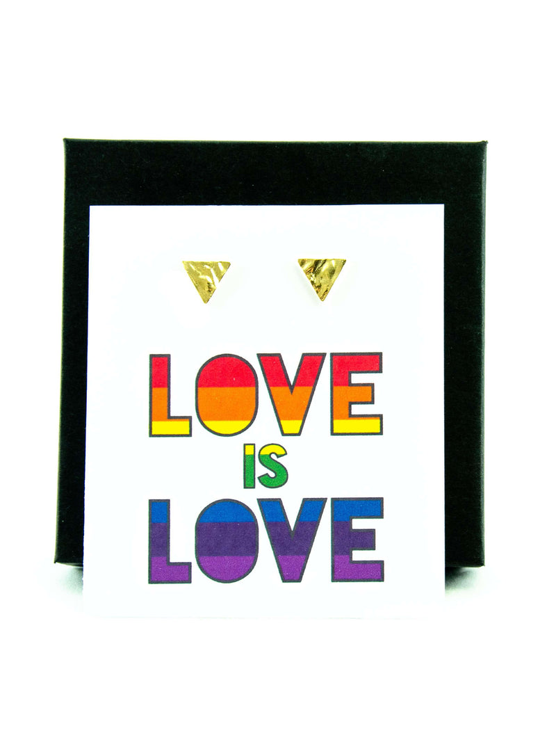 Happy Pride Month LGBTQ Triangle Stud Earrings Gift, LGBTQ Pride Jewelry Gifts, Love is Love, Gay Pride Rainbow Earrings