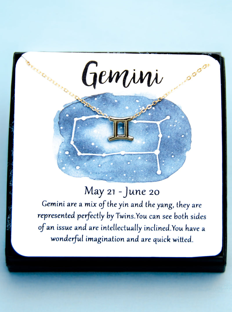 gold gemini zodiac astrological necklace gift for women