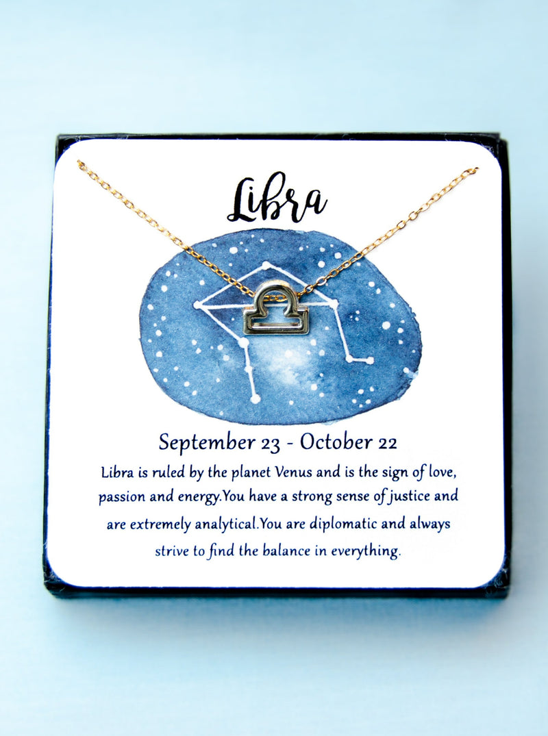 gold libra zodiac astrological necklace gift form women