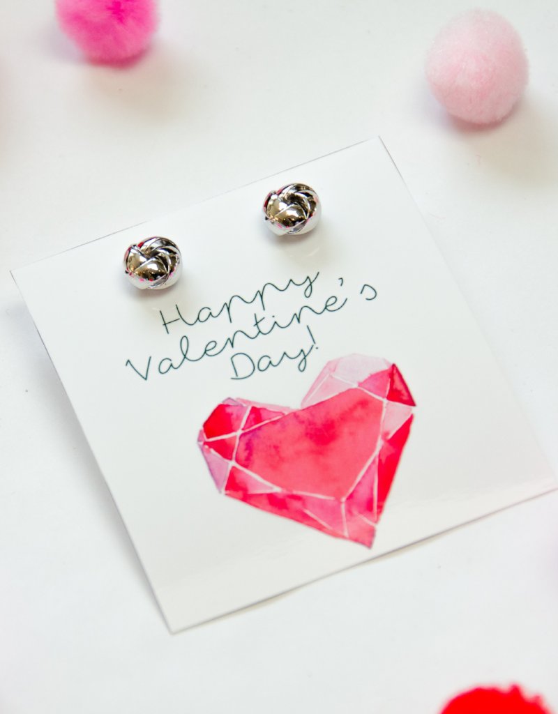 Happy Valentine's Day Heart Earrings Gift Silver