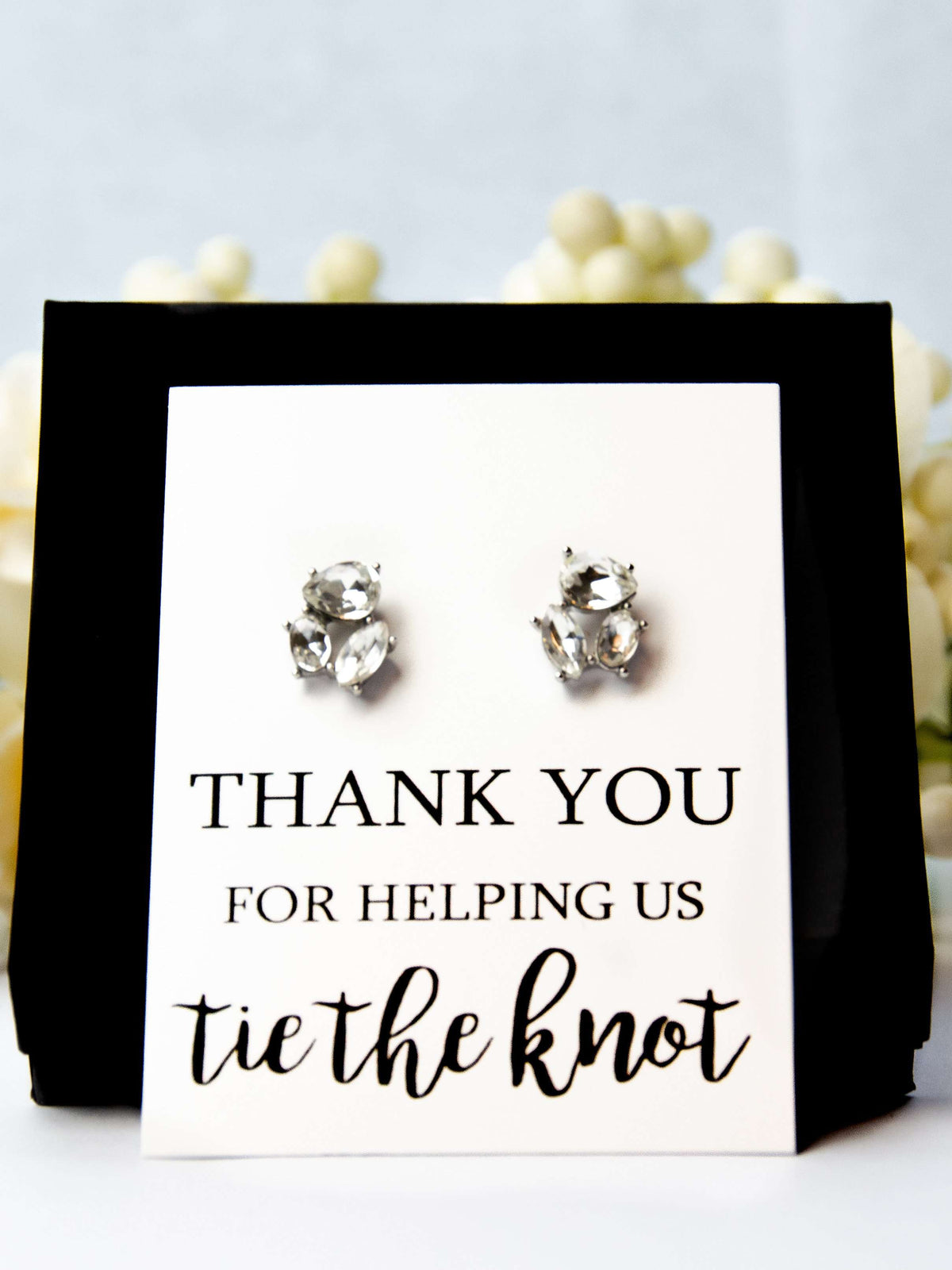 Bridal Party Tie The Knot Pearl Earrings Gift,Thank You for helping us tie the knot Bridesmaid Gift