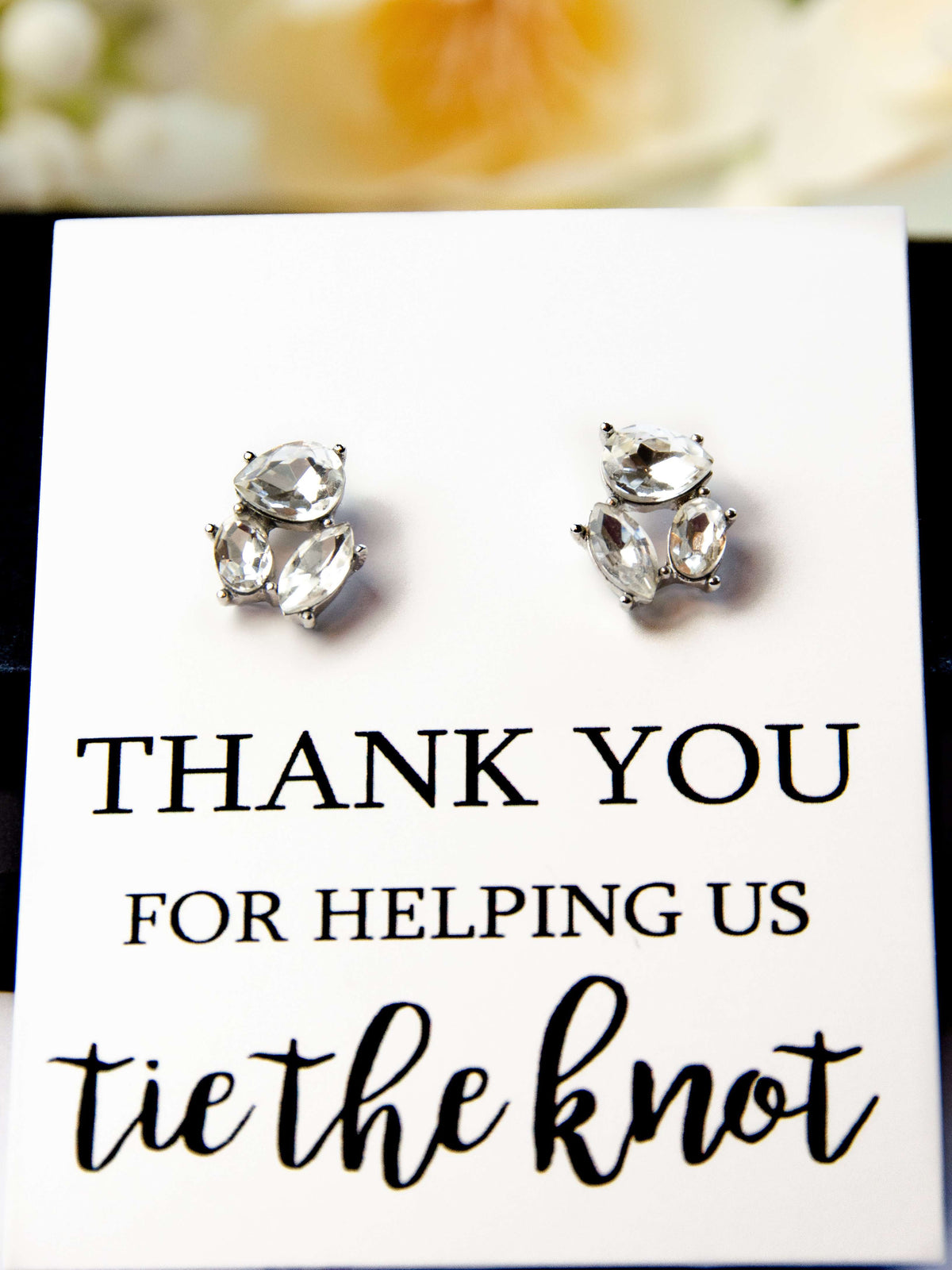 Bridal Party Tie The Knot Pearl Earrings Gift,Thank You for helping us tie the knot Bridesmaid Gift