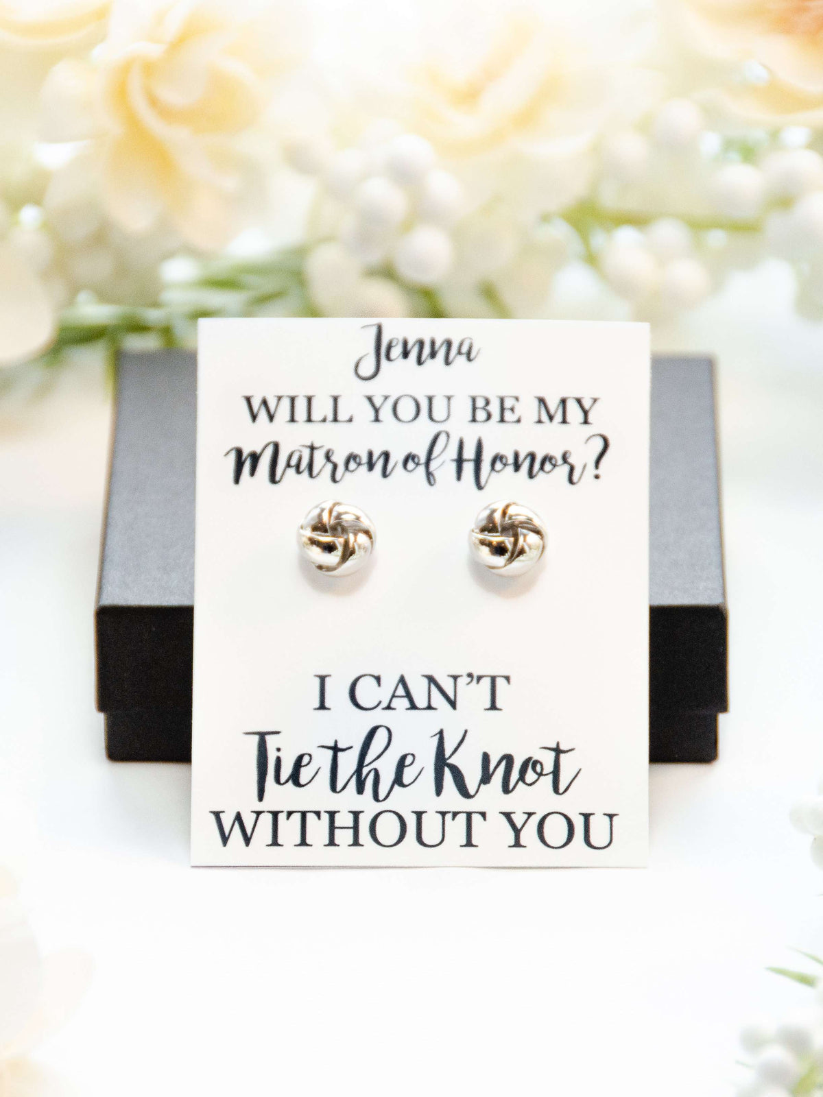 Tie the Knot Earrings Matron of Honor Proposal Gift,Personalized Bridal Party Gift,Bridesmaid Wedding Jewelry