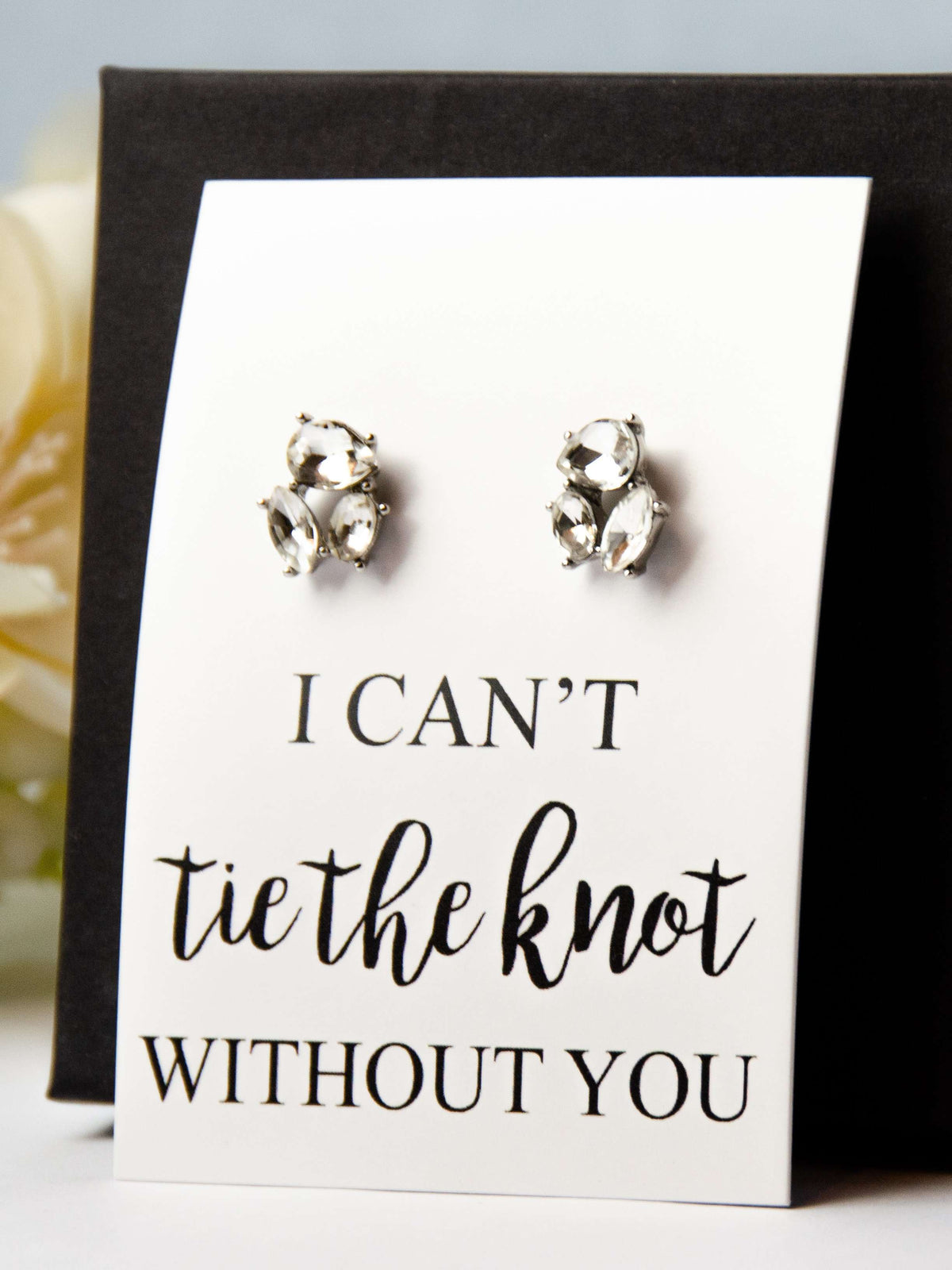 Tie the Knot Jewel Earrings Bridesmaid Proposal Gift,Personalized Bridal Party Gift Ideas,Bridesmaid Wedding Jewelry, Custom Bridal Earrings