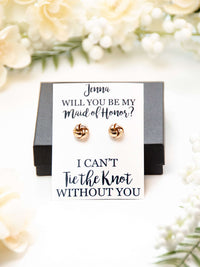 Tie the Knot Earrings Maid of Honor Proposal Gift,Personalized Bridal Party Gift,Bridesmaid Wedding Jewelry