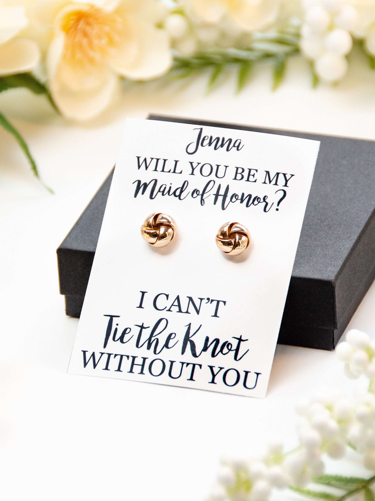 Tie the Knot Earrings Maid of Honor Proposal Gift,Personalized Bridal Party Gift,Bridesmaid Wedding Jewelry