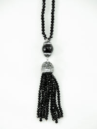 black beaded tassel long necklaces 