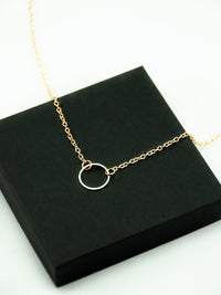 14K gold necklace with circle charm