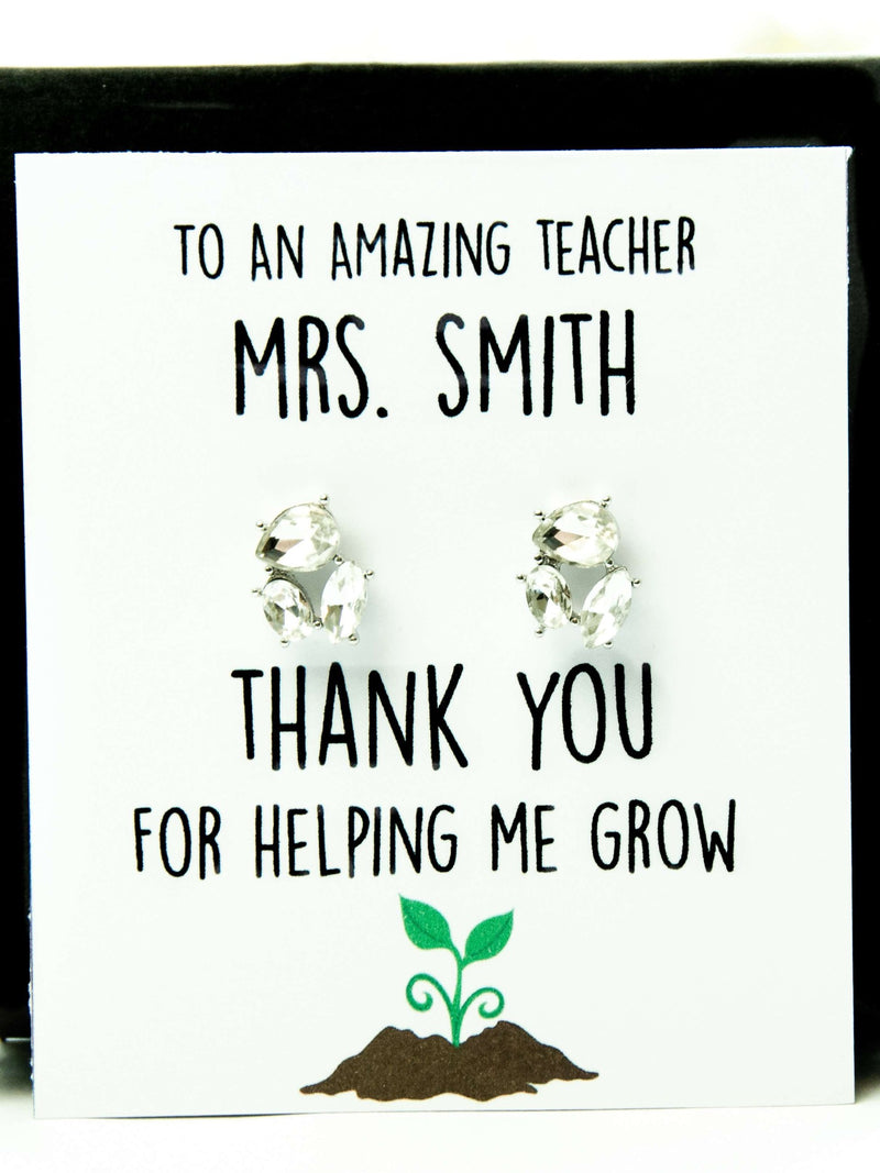 Teacher Appreciation Thank You For Helping Me Grow Personalized Pearl Jewelry,Custom Best Teacher Ever Gift
