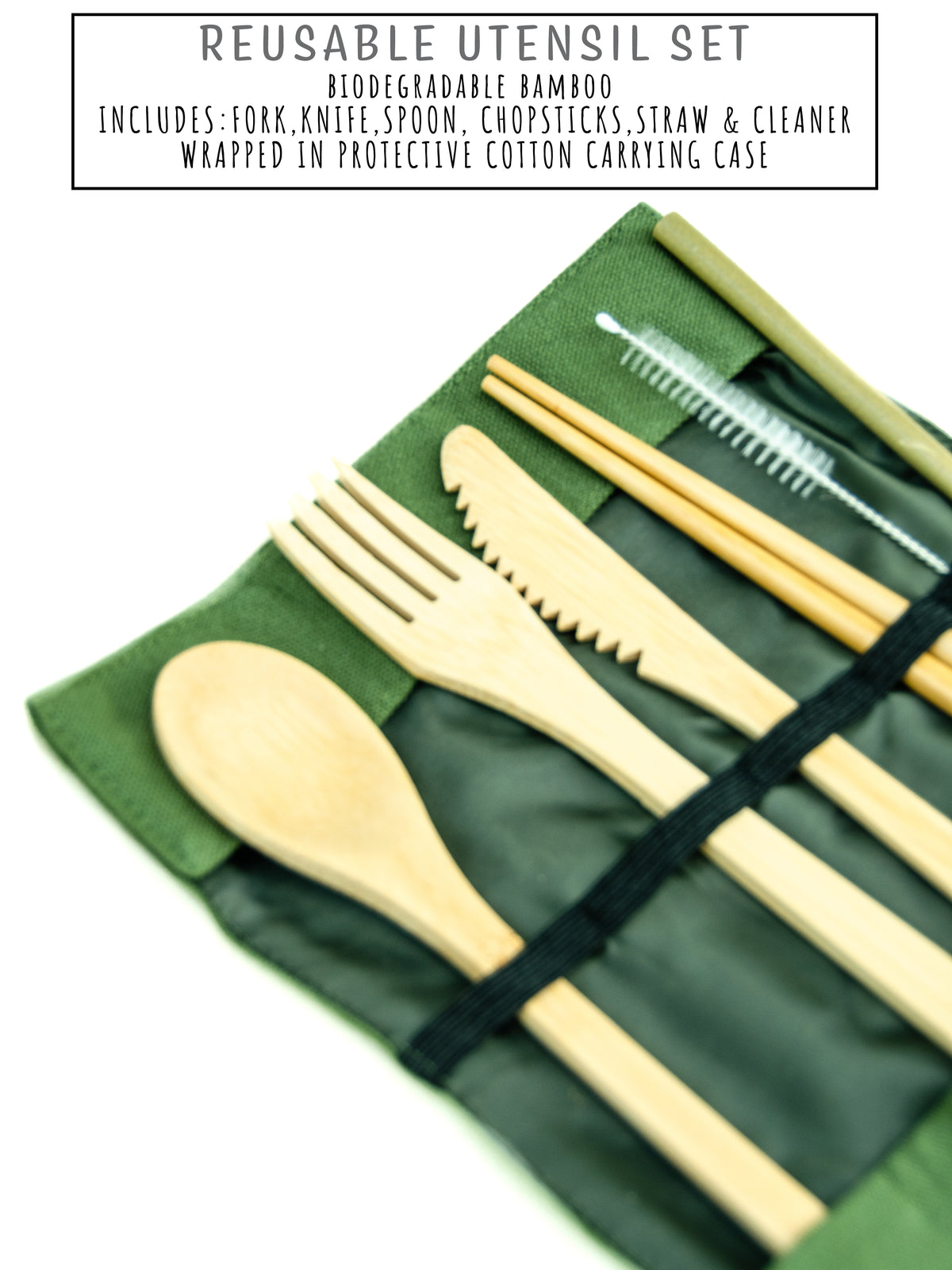 Reusable Cutlery & Straw Set - Green
