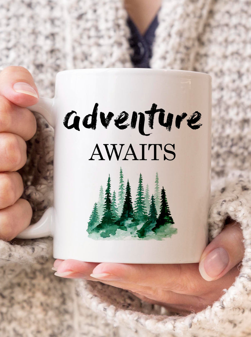 wanderlust adventure awaits high quality ceramic coffee mug