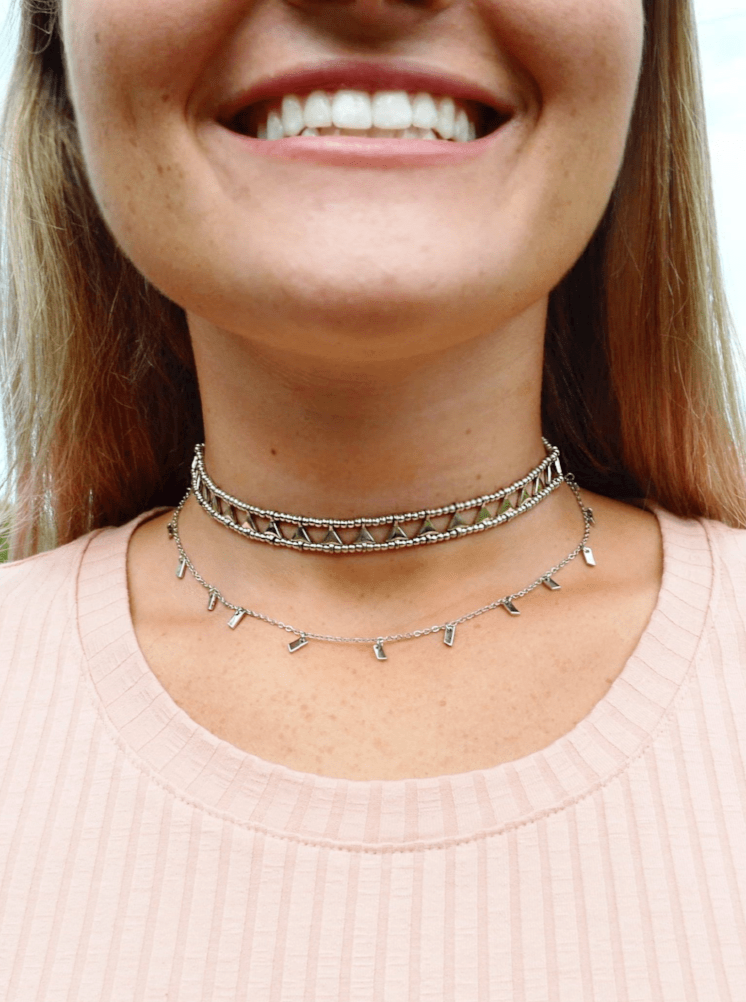 Fairycore Double Chain Leather Collar Choker Necklace | RebelsMarket