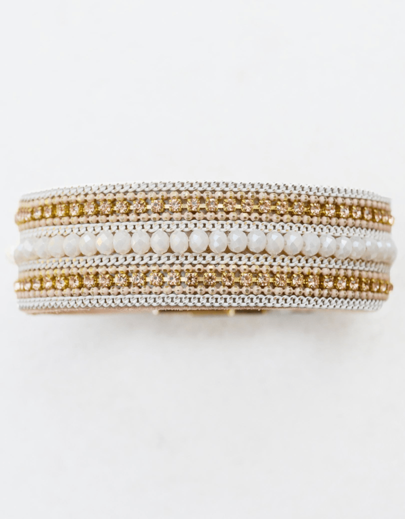 cream cloth and shimmer bracelet