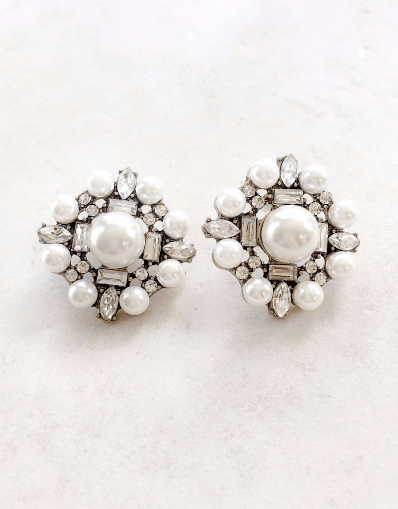 bridal formal  special occasion pearl statement earrings