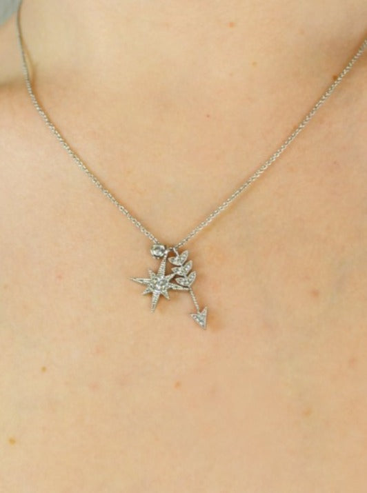 delicate arrow star silver necklace