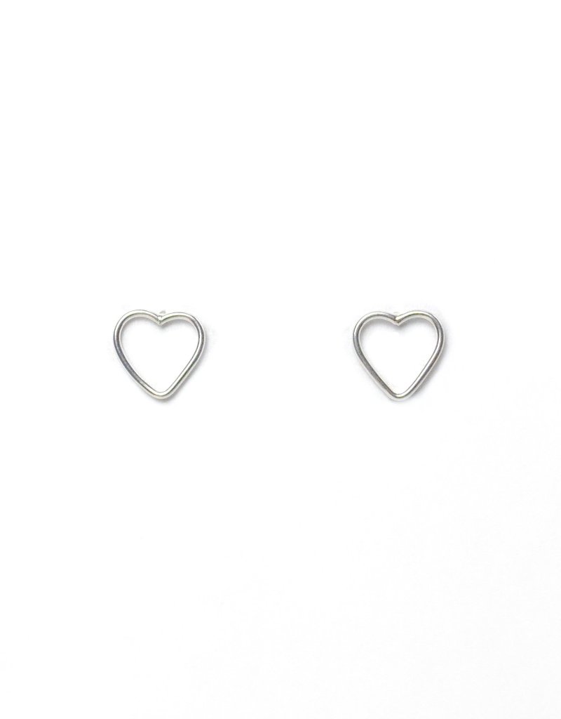Silver Tiny Twisted Open Heart Stud Earrings | Jewellerybox.co.uk