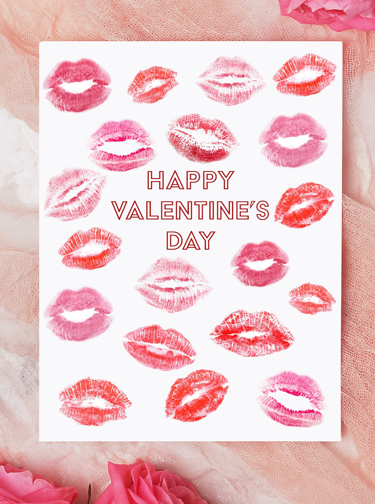 Happy Valentine's Day Kisses Card Set,Galentines Day Card for friend,Happy Valentine's Day Lipstick Card Set,VDay Card for Her,Made in USA