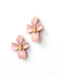 pink floral statement stud earring shop small boutique