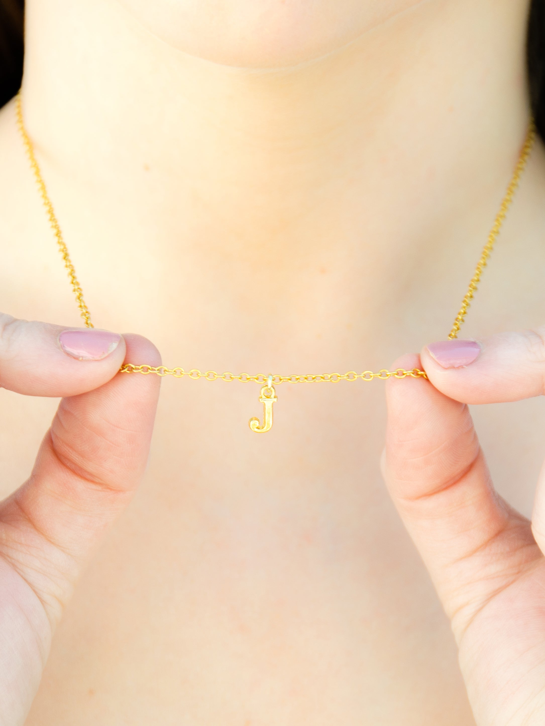 Tiny gold deals initial necklace