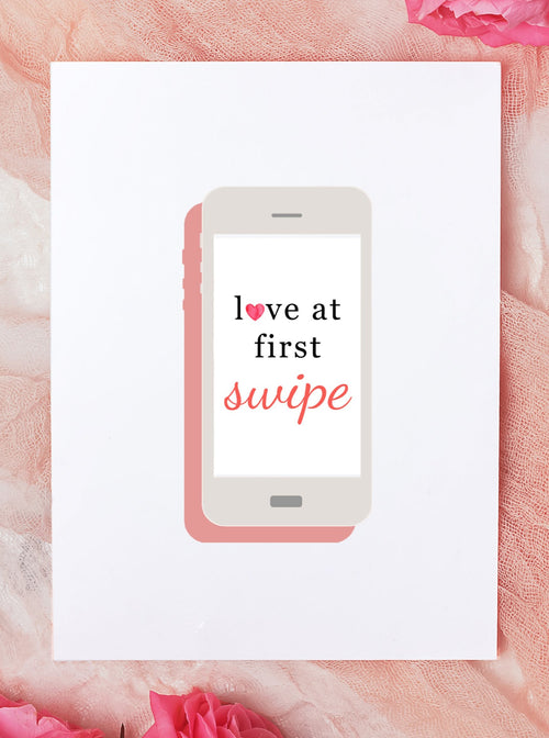 Love At First Swipe Happy Valentine's Day Card,Valentine's Day Card for Him,Valentine's Day Card for Her,Online Dating VDay Card,Made in USA