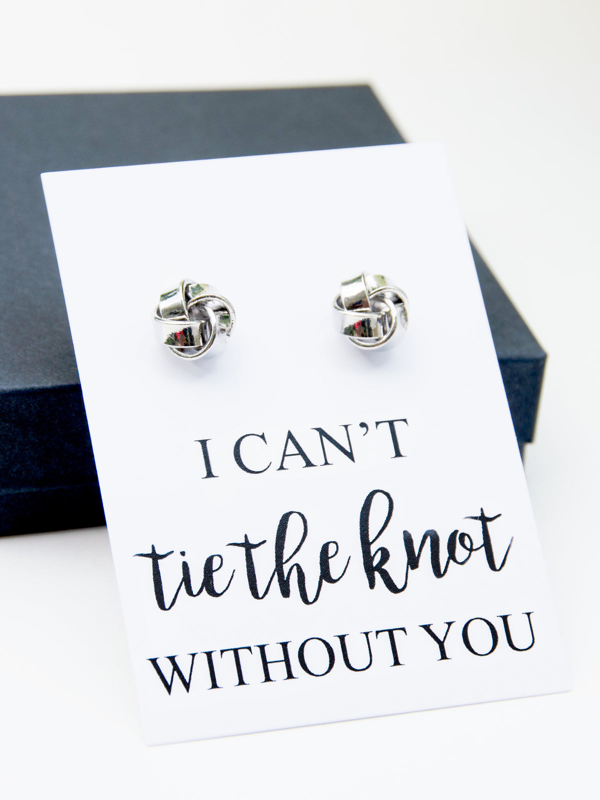 Tie the Knot Earrings Bridesmaid Proposal Gift, Personalized Bridal Party Gift Ideas, Bridesmaid Wedding Jewelry, Custom Bridal Earrings